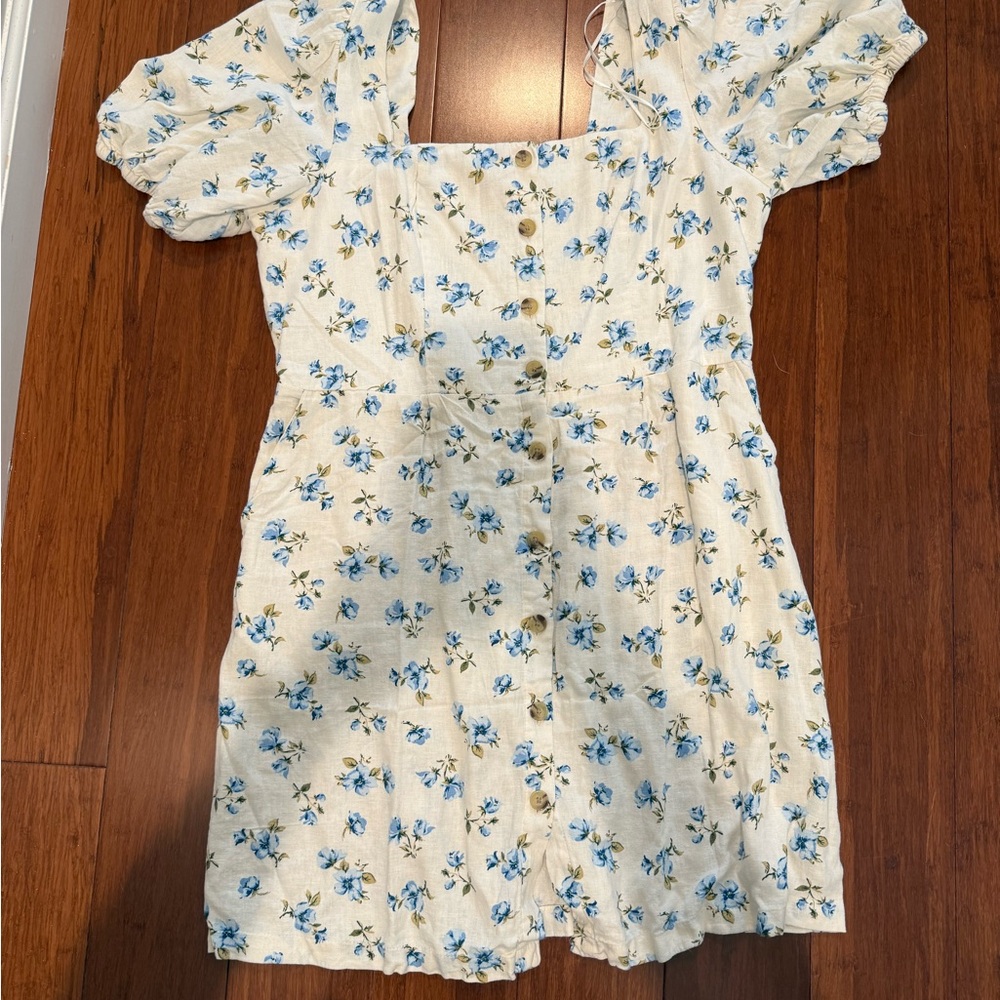 Old Navy Blue Floral Smocked Dress